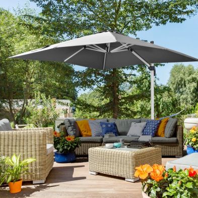 Product photograph of Outsunny 3m Square Cantilever Roma Parasol from QD stores