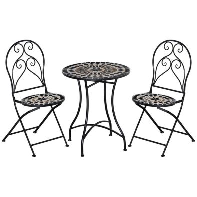 Product photograph of Outsunny 3 Piece Garden Bistro Set With Coffee Table And 2 Folding Chairs from QD stores