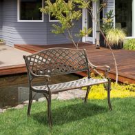See more information about the Outsunny Cast Aluminium Outdoor Garden Bench 2 Seater Antique Patio Loveseat