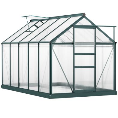 Outsunny Clear Polycarbonate Greenhouse Large Walk In Green House Garden Plants Grow Galvanized Base Aluminium Frame W Slide Door 6 X 10ft