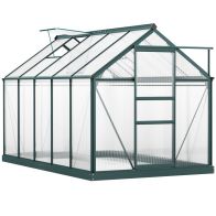 See more information about the Outsunny Clear Polycarbonate Greenhouse Large Walk-In Green House Garden Plants Grow Galvanized Base Aluminium Frame W/ Slide Door (6 X 10Ft)