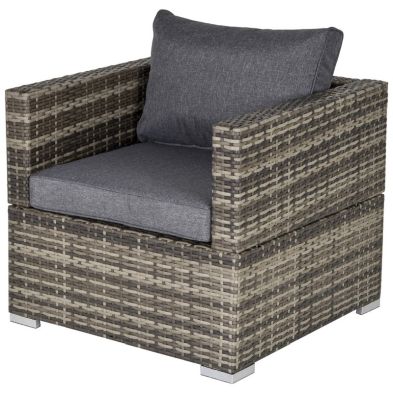 Product photograph of Outsunny Outdoor Patio Furniture Single Rattan Sofa Chair Padded Cushion All Weather For Garden Poolside Balcony Deep Grey from QD stores