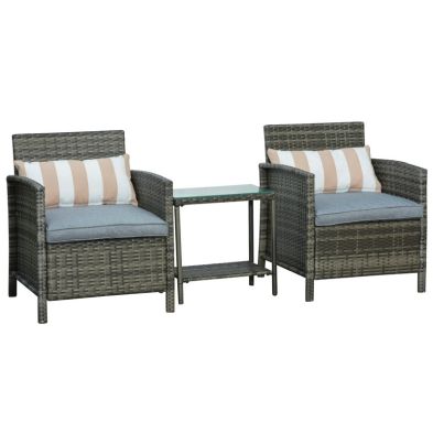 Product photograph of Outsunny 3 Pieces Pe Rattan Bistro Set from QD stores