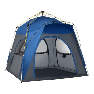 Product photograph of Outsunny 4 Person Automatic Camping Tent Outdoor Pop Up Tent Portable Backpacking Dome Shelter Grey from QD stores