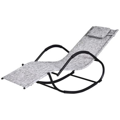 Product photograph of Outsunny Steel Frame Zero Gravity Rocking Lounge Chair With Pillow Grey from QD stores