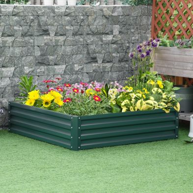 Product photograph of Outsunny Square Raised Garden Bed Box With Weatherized Steel Frame For Vegetables from QD stores