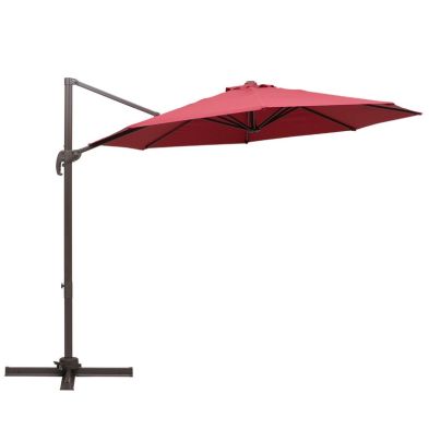 Product photograph of Outsunny 3m Cantilever Aluminium Frame Outdoor Garden Parasol Wine Red from QD stores