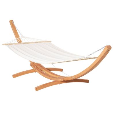 Product photograph of Outsunny Outdoor Garden Hammock With Wooden Stand Swing Hanging Bed For Patio White from QD stores