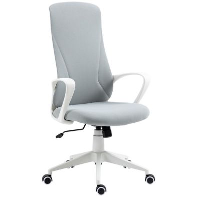 Product photograph of Vinsetto High Back Office Chair Fabric Desk Chair With Armrests Adjustable Height Swivel Wheels Light Grey from QD stores