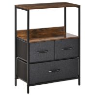 See more information about the Homcom 3 Drawer Storage Chest Unit Home Cabinet With Shelves Home Living Room Bedroom Entryway Living Furniture Black