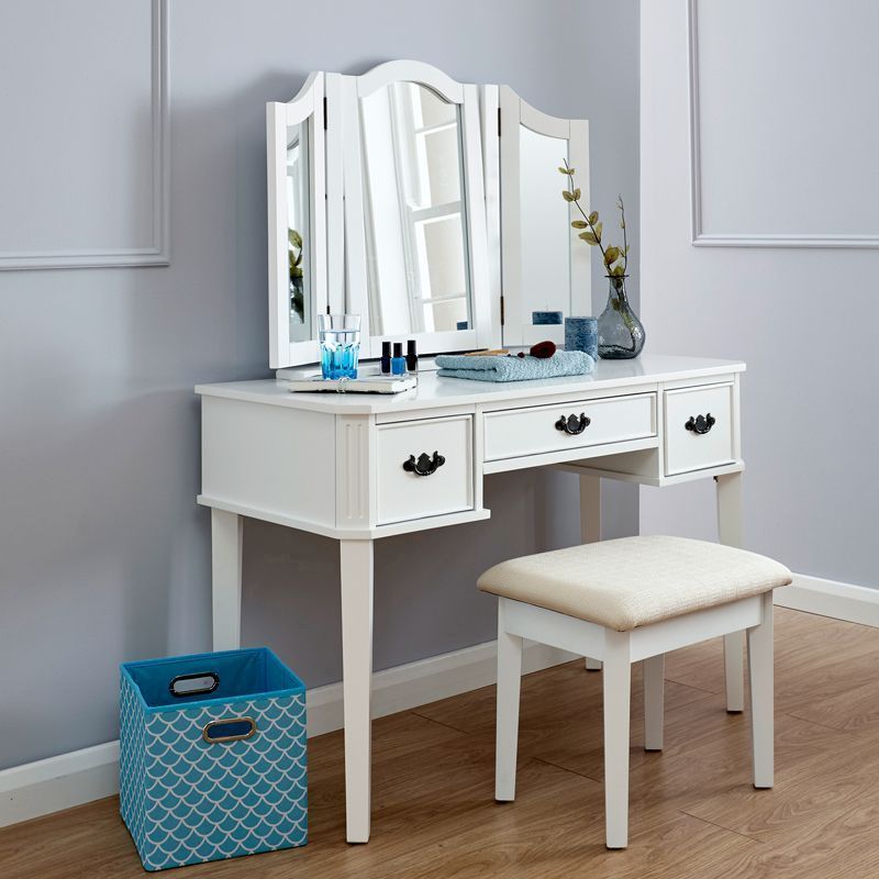 Bella Tall Dressing Table White 3 Drawers