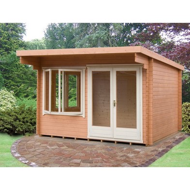 Product photograph of Shire Belgravia 11 9 X 9 9 Pent Log Cabin - Classic 28mm Cladding Tongue Groove from QD stores