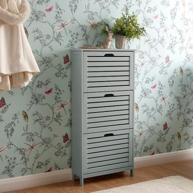 See more information about the Bergen Tall Shoe Storage Grey 3 Doors 3 Shelves