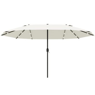 Product photograph of Outsunny 4 4m Double-sided Sun Umbrella Patio Parasol Led Solar Lights Cream White from QD stores