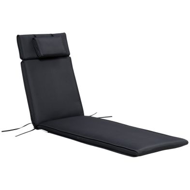 Product photograph of Outsunny Garden Sun Lounger Cushion Replacement Thick Sunbed Reclining Chair Relaxer Pad With Pillow - Black from QD stores