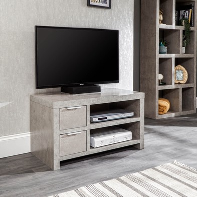 Product photograph of Bloc Tv Unit Melamine Light Grey 2 Shelves 2 Drawers from QD stores