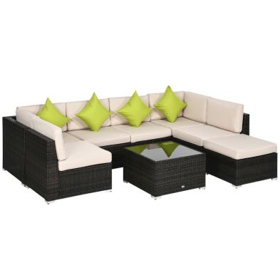 Product photograph of Outsunny 7-seater Pe Rattan Corner Sofa Set from QD stores