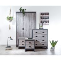 See more information about the Boston 4 Piece Bedroom Furniture Set Metal & Wood Grey