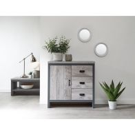 See more information about the Boston Sideboard Metal & Wood Grey 1 Door 1 Shelf 3 Drawers