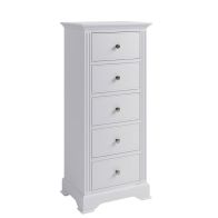 See more information about the Banbury 5 Drawer Narrow Chest White