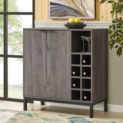 Product photograph of Buffet Sideboard Metal Wood Grey 2 Doors 9 Shelves from QD stores