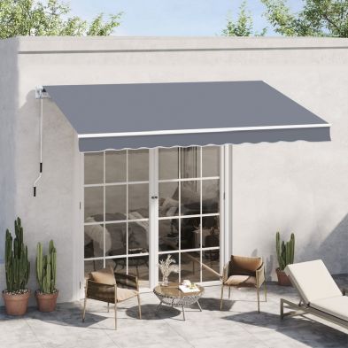 Outsunny Manual Retractable Awning Size 4m X3m Grey