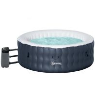 See more information about the Outsunny Round Hot Tub Inflatable Spa Outdoor Bubble Spa Pool With Pump Cover Filter Cartridges 4 Person Dark Blue
