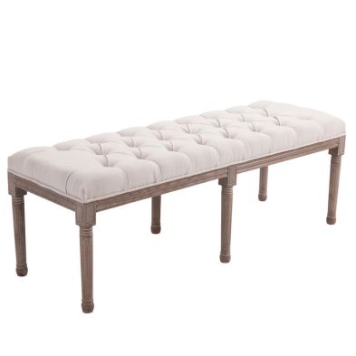 Product photograph of Homcom Longline Vintage Ottoman Bench With Wooden Frame from QD stores