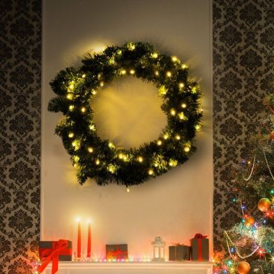 Christmas Ornament Wreath Light Warm White Indoor 50 Led 55cm
