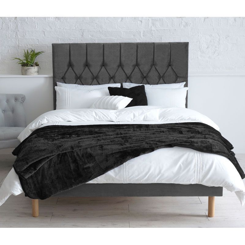 Catherine Lansfield Velvet Grey 4ft Small Double Bed Frame Buy