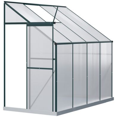 Outsunny 8 X 4ft Walk In Lean To Greenhouse Garden Heavy Duty Aluminium Polycarbonate With Roof Vent For Plants Herbs Vegetables
