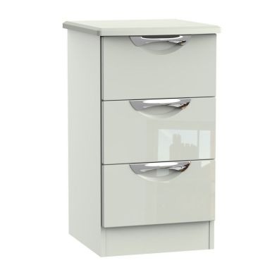Weybourne Slim Bedside Table Off White 3 Drawers