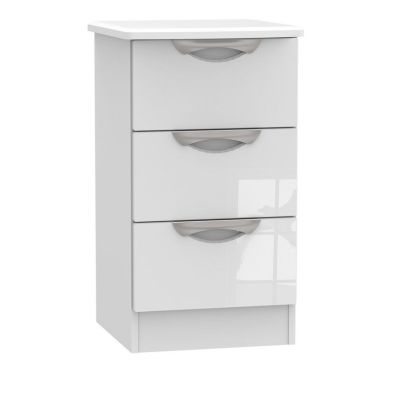 Product photograph of Weybourne Slim Bedside Table White 3 Drawers from QD stores