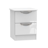 See more information about the Weybourne 2 Drawer Bedroom Bedside Cabinet White Gloss