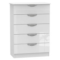 See more information about the Weybourne 5 Drawer Bedroom Chest White Gloss