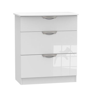 Product photograph of Weybourne Chest Of Drawers White 3 Drawers - 88 5cm from QD stores