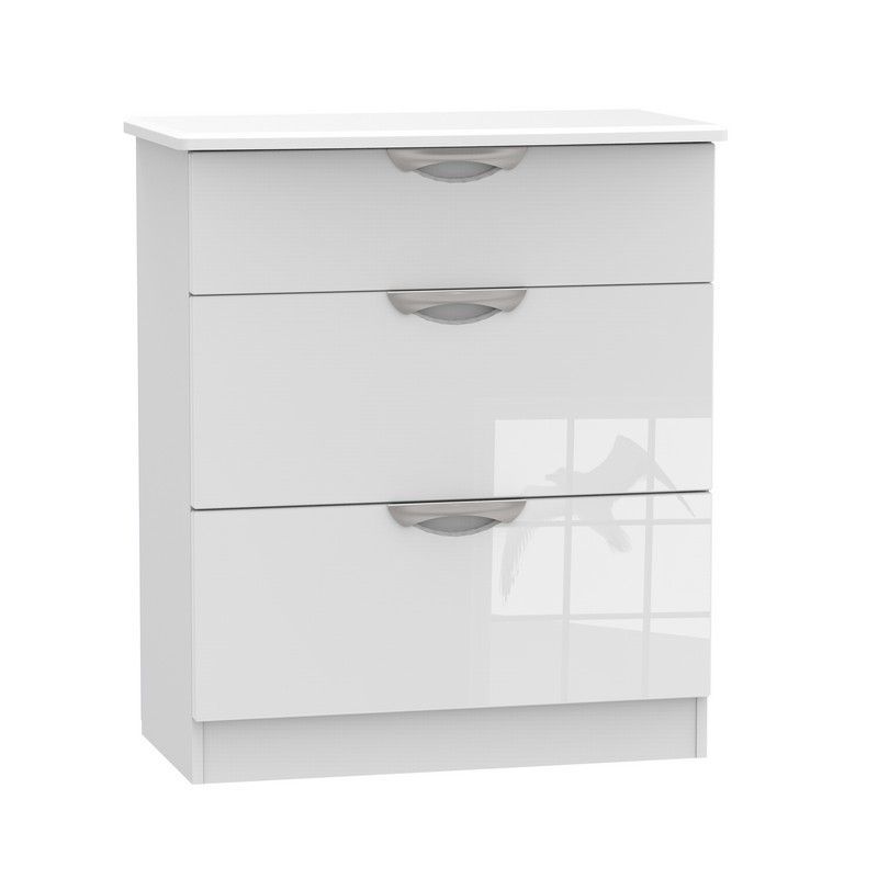 Weybourne Chest of Drawers White 3 Drawers - 88.5cm