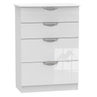 See more information about the Weybourne 4 Drawer Deep Bedroom Chest White Gloss