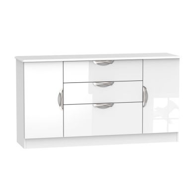 Product photograph of Weybourne Large Cupboard White 2 Doors 3 Drawers from QD stores