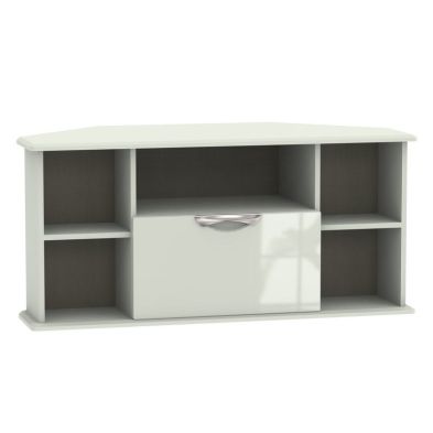 Product photograph of Weybourne Corner Tv Unit Off-white 5 Shelves 1 Drawer from QD stores