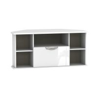 See more information about the Weybourne Corner TV Unit White 5 Shelves 1 Drawer