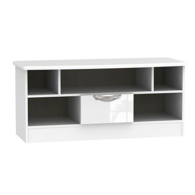 Weybourne TV Unit White 5 Shelves 1 Drawer from QD Stores