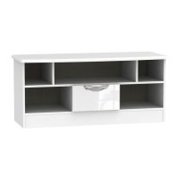 See more information about the Weybourne TV Unit White 5 Shelves 1 Drawer
