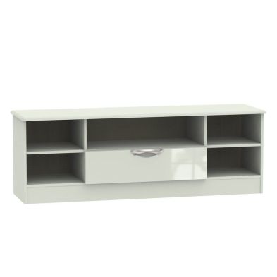 Product photograph of Weybourne Tv Unit Large Off-white 5 Shelves 1 Drawer from QD stores
