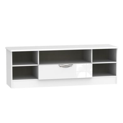Product photograph of Weybourne Large Cupboard White 5 Shelves 1 Drawer from QD stores