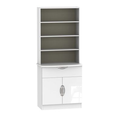 Product photograph of Weybourne Tall Shelving Unit White 2 Doors 4 Shelves 1 Drawer from QD stores