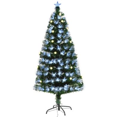 5ft Fibre Optic Christmas Tree Artificial With Led Lights White 180 Tips