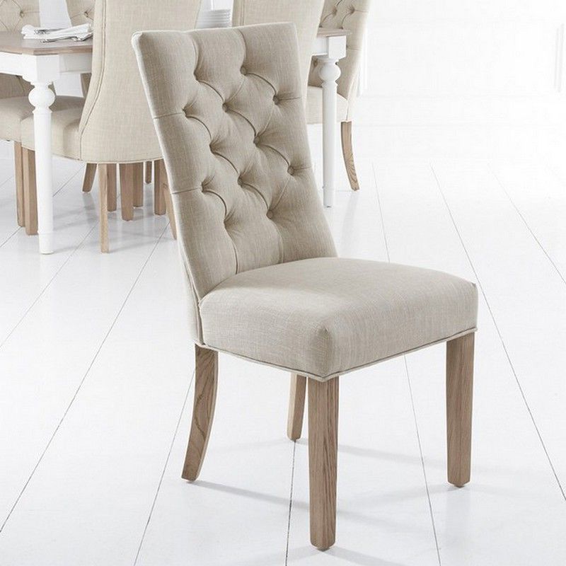 Lancelot Curved Back Dining Chair Beige With Button
