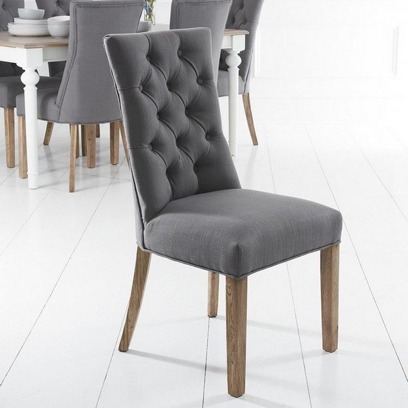 Lancelot Curved Back Dining Chair Grey With Button Detailing Buy
