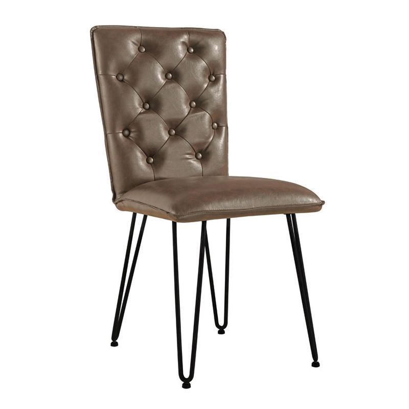 Urban Chesterfield Studded Back Dining Chair Brown
